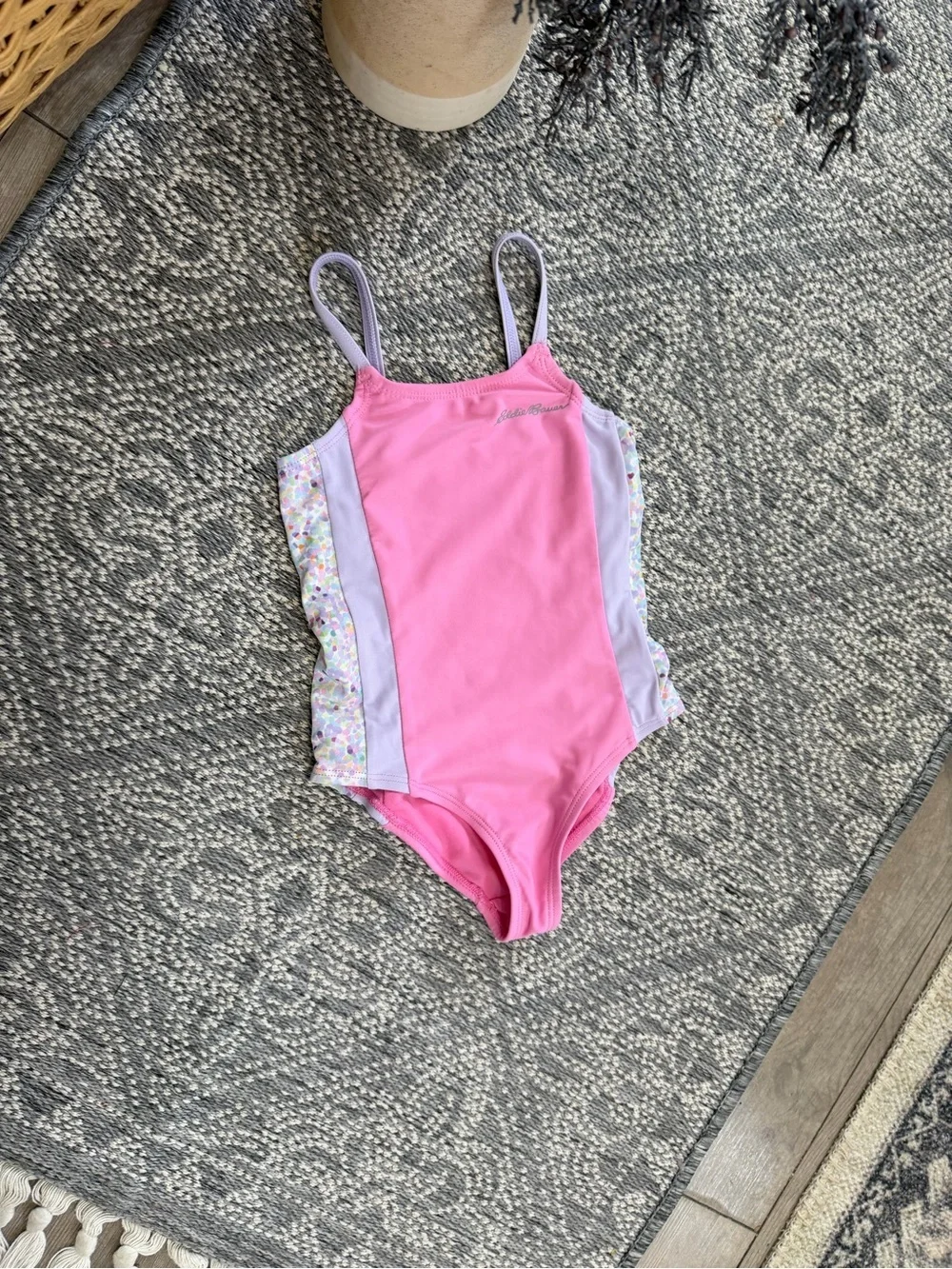Eddie Bauer 4T Toddler Girl Swim Suit Bathing Suit Pink and Lavender One-Piece